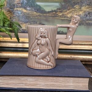 Vintage Risque Nude Pin-Up Mug Figural Lady Handle Japan Kitsch MCM Tiki